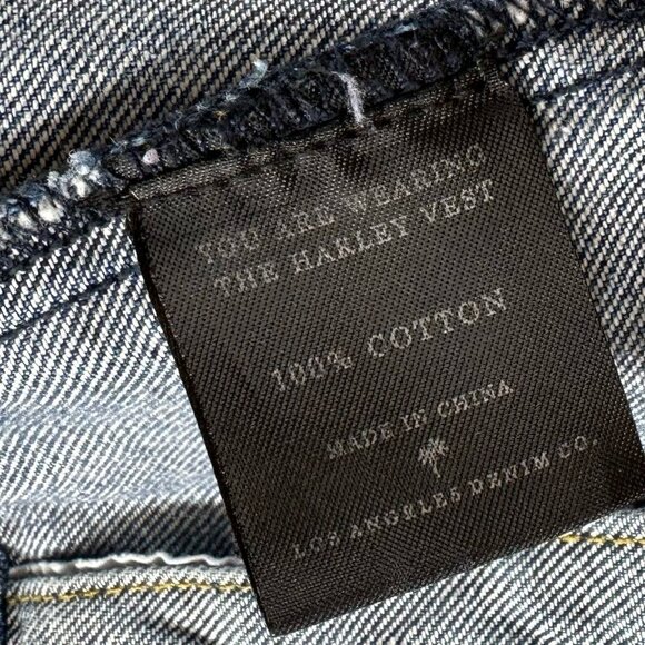 Los Angeles Denim Co Vest Womens S Harley Trucker Utility Button Up Fringed Blue - Picture 9 of 9